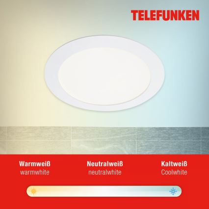 Telefunken 309406TF - Luminaria empotrada LED RGBW regulable FRAME LED/12W/230V 2700-6500K Wi-Fi Tuya blanca