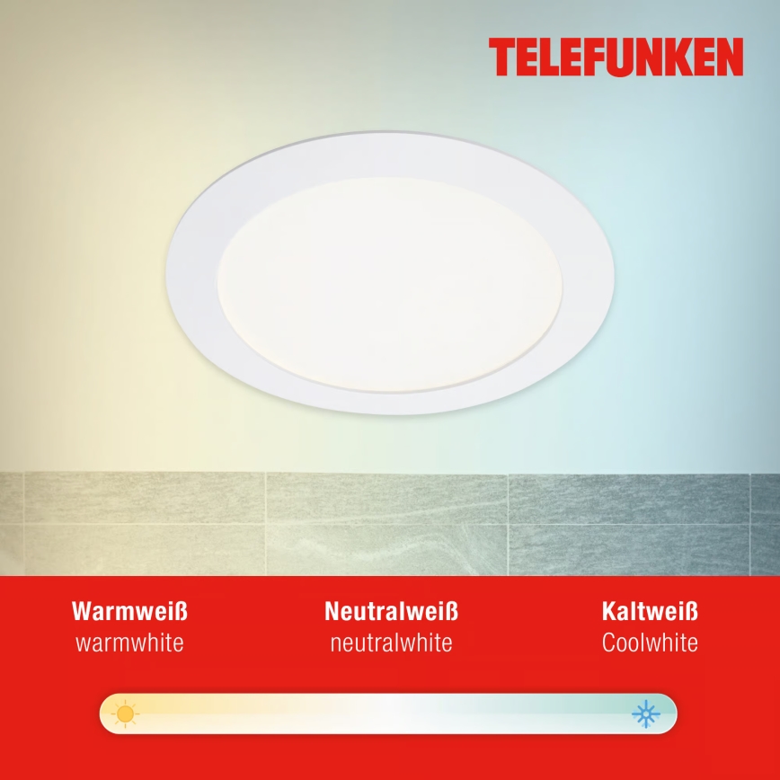 Telefunken 309406TF - Luminaria empotrada LED RGBW regulable FRAME LED/12W/230V 2700-6500K Wi-Fi Tuya blanca