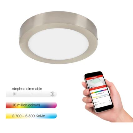 Telefunken 309502TF - Plafón LED RGBW regulable LED/18W/230V 2700-6500K Wi-Fi Tuya + control remoto