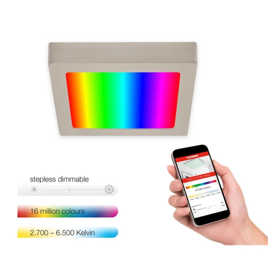 Telefunken 309702TF - Plafón LED RGB regulable LED/23W/230V 2700-6500 Wi-Fi Tuya cromo mate