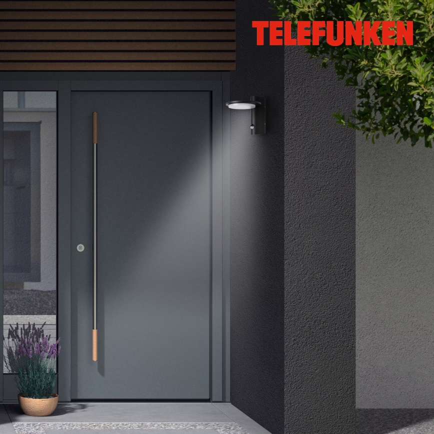 Telefunken 312505TF - Aplique LED de exterior con sensor LED/10W/230V IP44 negro