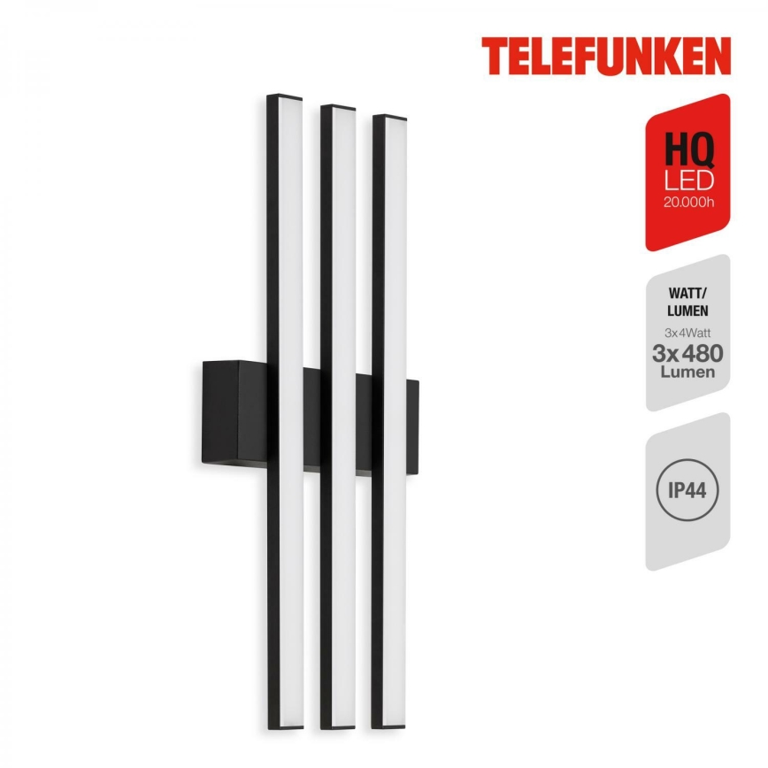 Telefunken 313105TF - Aplique LED para exterior 3xLED/4W/230V IP44