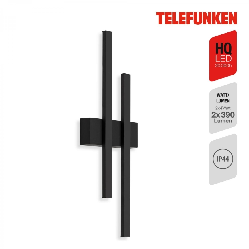 Telefunken 313205TF - Aplique de pared exterior LED 2xLED/4W/230V 4000K IP44