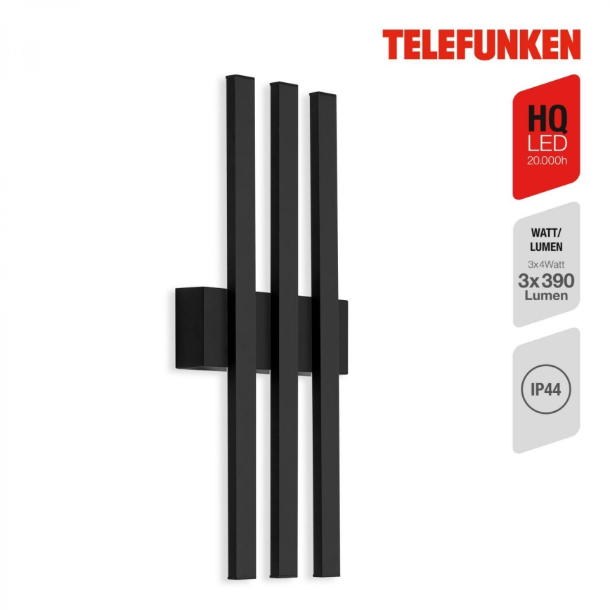 Telefunken 313305TF - Aplique LED para exterior 3xLED/4W/230V IP44