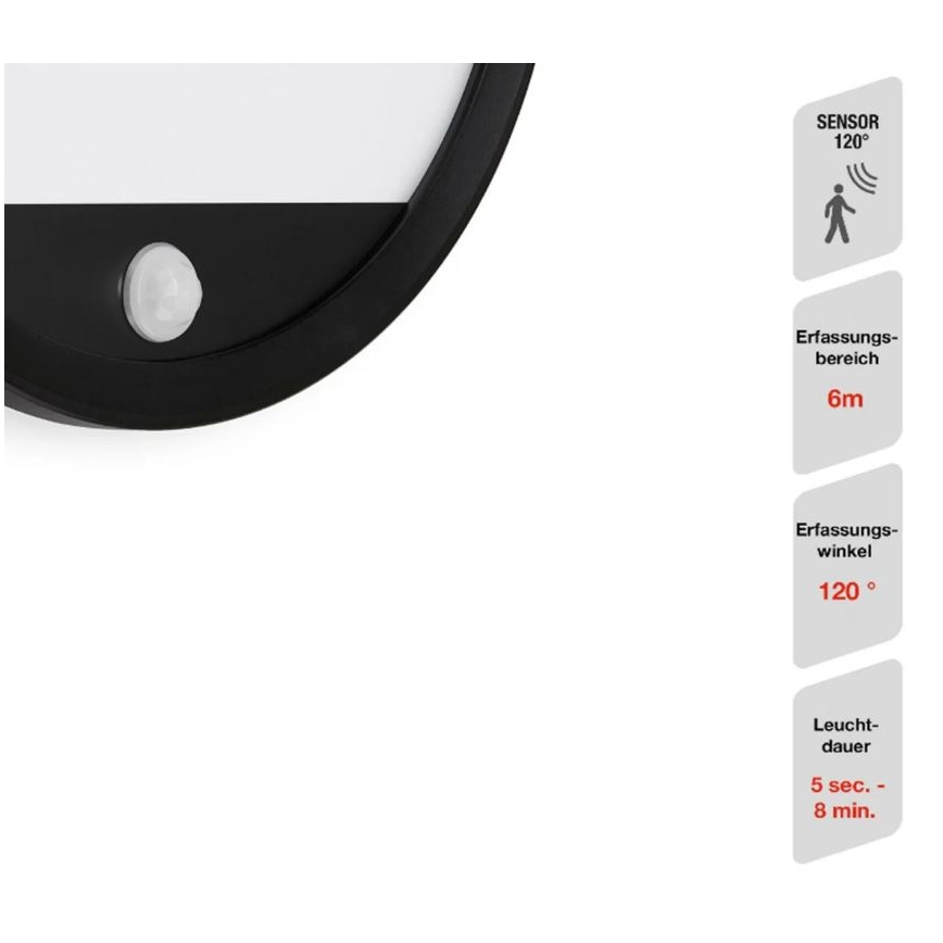 Telefunken 313705TF - Aplique LED de exterior con sensor LED/15W/230V IP44