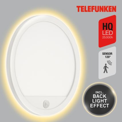 Telefunken 313706TF - LED Aplique para exterior con sensor LED/15W/230V IP44 blanco
