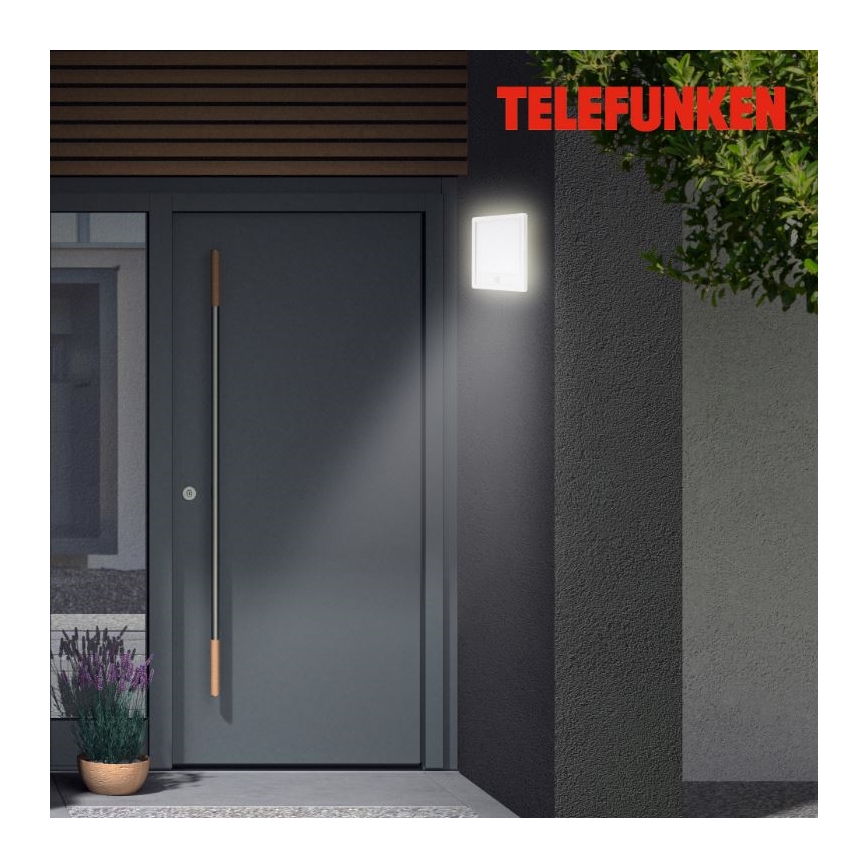 Telefunken 313806TF - LED Aplique para exterior con sensor LED/15W/230V IP44