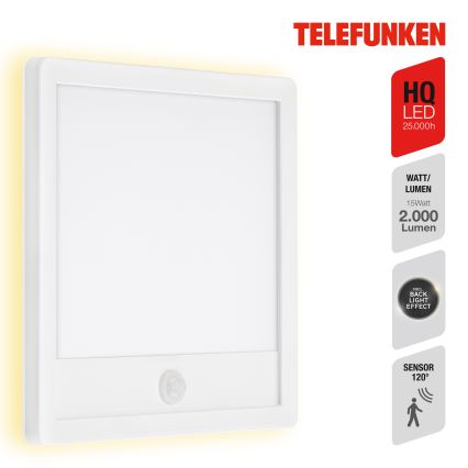 Telefunken 313806TF - LED Aplique para exterior con sensor LED/15W/230V IP44
