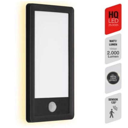 Telefunken 313905TF - Lámpara de pared LED para exterior con sensor LED/16W/230V IP44