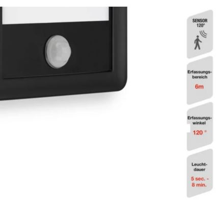 Telefunken 313905TF - Lámpara de pared LED para exterior con sensor LED/16W/230V IP44