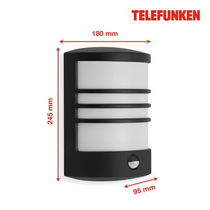 Telefunken 315505TF - Aplique LED de exterior con sensor LED/12W/230V IP44