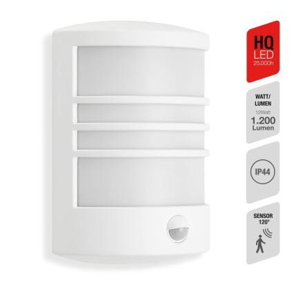 Telefunken 315506TF - Aplique LED de pared para exterior con sensor LED/12W/230V IP44 blanco