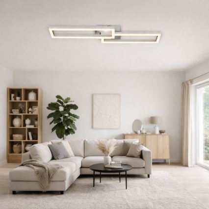 Telefunken 316108TF - Lámpara de techo regulable LED RGBW FRAME LED/40W/230V 3000-6500K Wi-Fi Tuya cromo mate