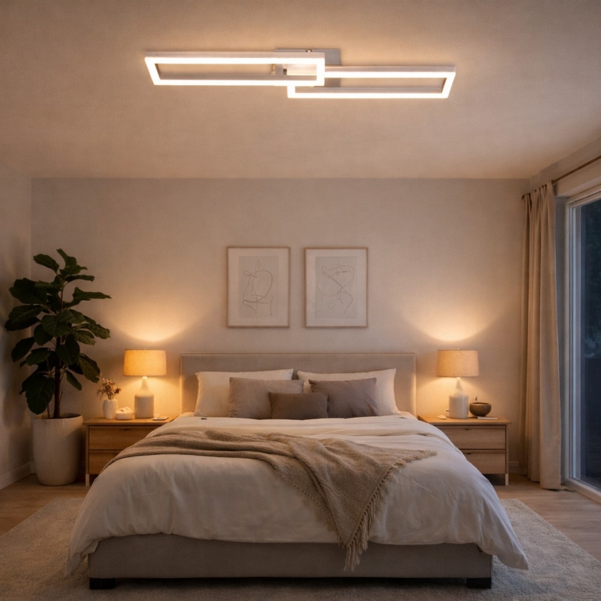 Telefunken 316108TF - Lámpara de techo regulable LED RGBW FRAME LED/40W/230V 3000-6500K Wi-Fi Tuya cromo mate