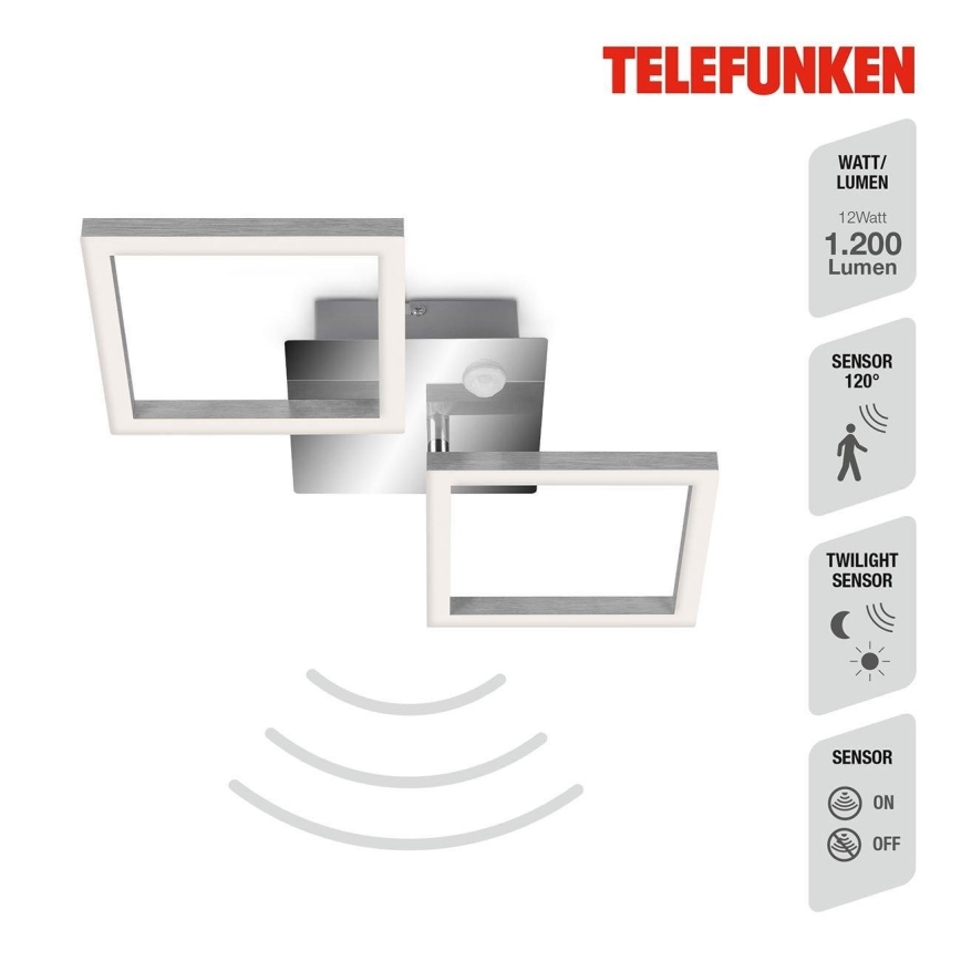 Telefunken 318508TF - Plafón LED con sensor FRAME LED/12W/230V 3000K cromo mate