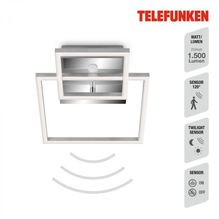 Telefunken 318608TF - Plafón LED con sensor FRAME LED/17W/230V 3000K cromo mate