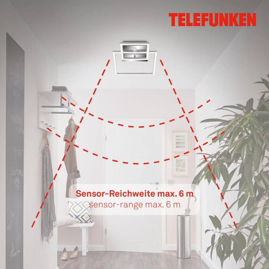 Telefunken 318608TF - Plafón LED con sensor FRAME LED/17W/230V 3000K cromo mate