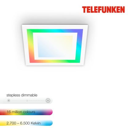 Telefunken 318706TF - Panel LED RGBW regulable 18W/230V 3000-6500K + mando a distancia