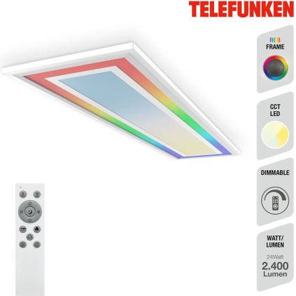Telefunken 318906TF - Luminaria de techo LED RGBW regulable LED/24W/230V 3000-6500K 25x100 cm + mando a distancia