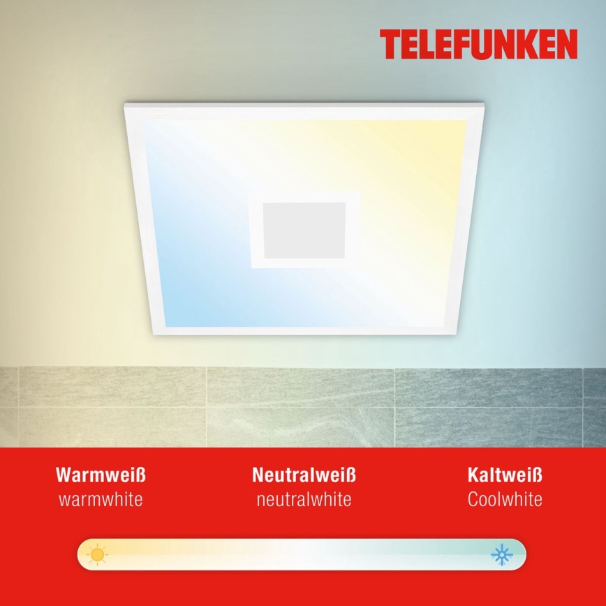 Telefunken 319106TF - Plafón LED RGBW regulable LED/24W/230V 2700-6500K blanco + mando a distancia