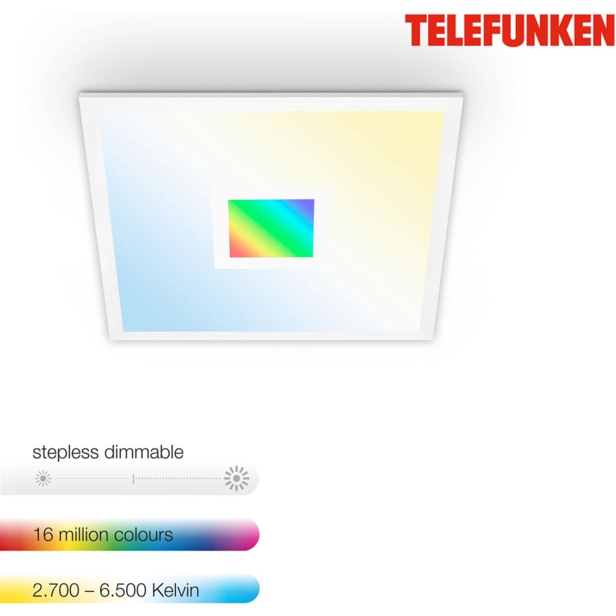 Telefunken 319106TF - Plafón LED RGBW regulable LED/24W/230V 2700-6500K blanco + mando a distancia