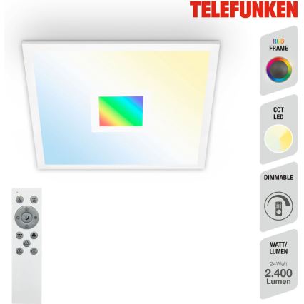 Telefunken 319106TF - Plafón LED RGBW regulable LED/24W/230V 2700-6500K blanco + mando a distancia