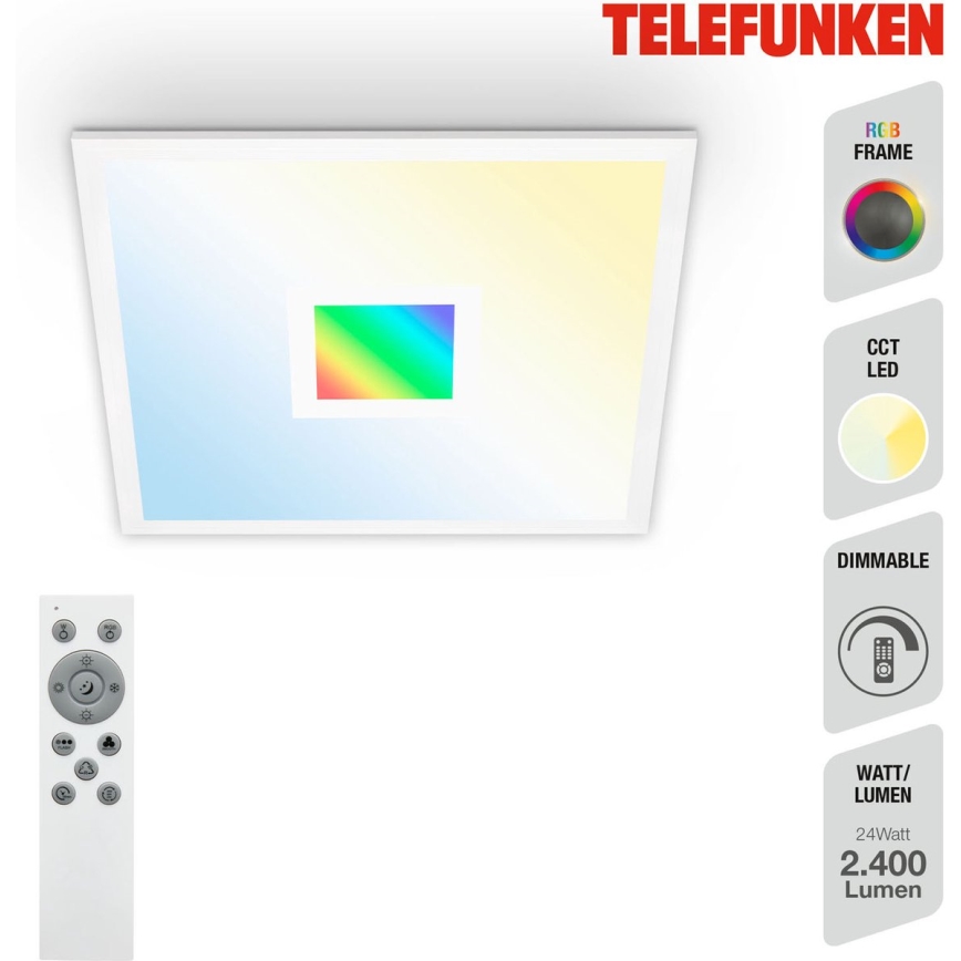 Telefunken 319106TF - Plafón LED RGBW regulable LED/24W/230V 2700-6500K blanco + mando a distancia