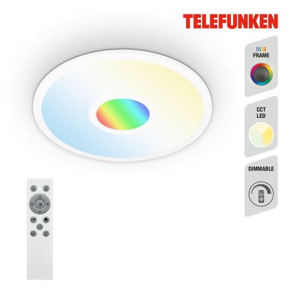 Telefunken 319306TF - LED RGBW Lámpara regulable LED/22W/230V 2700-6500K + control remoto
