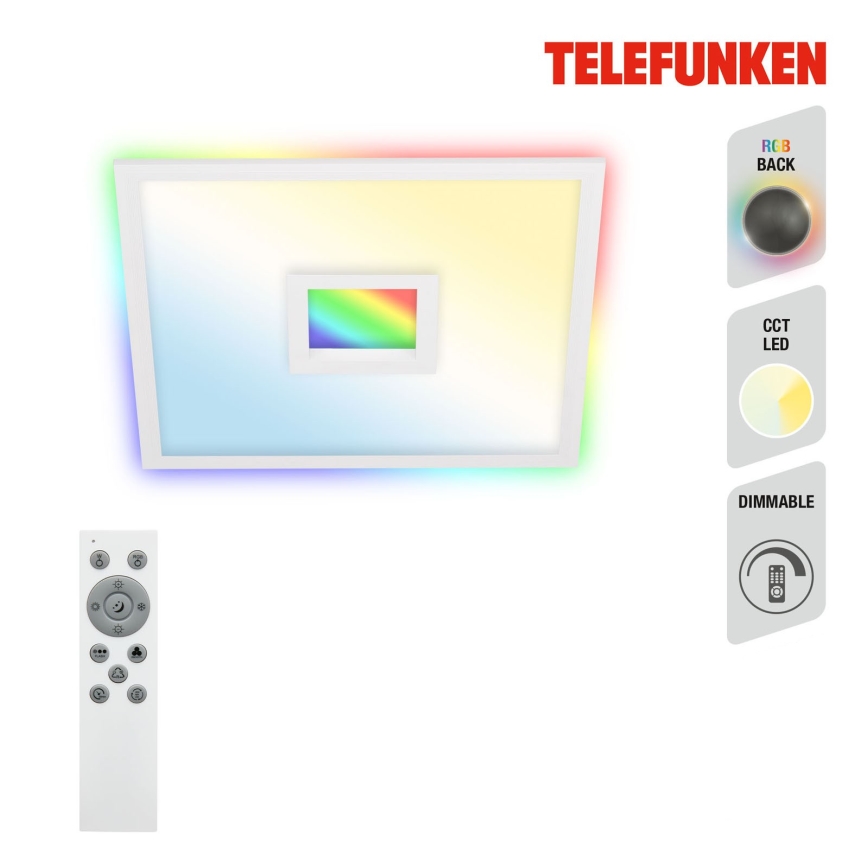 Telefunken 319506TF - Plafón regulable RGBW LED/36W/230V 2700-6500K blanco + control remoto
