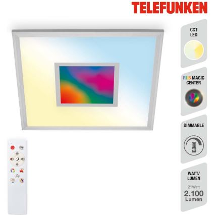 Telefunken 319704TF - Plafón LED RGB regulable LED/24W/230V 3000-6500K + control remoto