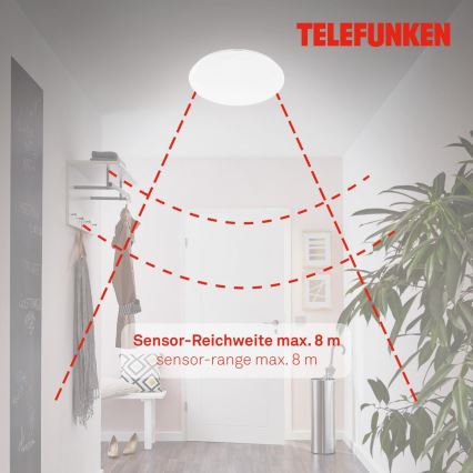 Telefunken 601306TF - Plafón LED de baño con sensor LED/20W/230V IP44 diá. 40 cm