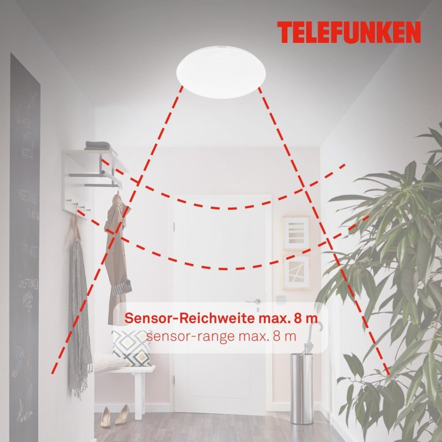 Telefunken 601306TF - Plafón LED de baño con sensor LED/20W/230V IP44 diá. 40 cm