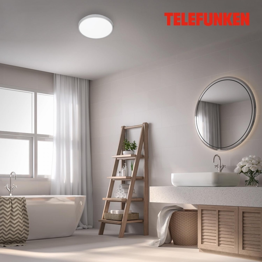 Telefunken 601604TF - Plafón LED de baño con sensor LED/12W/230V IP44 diá. 29 cm