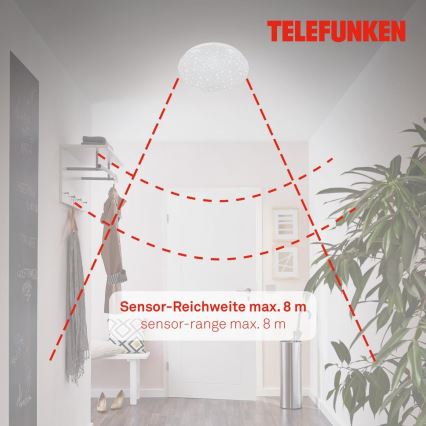 Telefunken 601706TF - Plafón LED con sensor LED/12W/230V diá. 27 cm