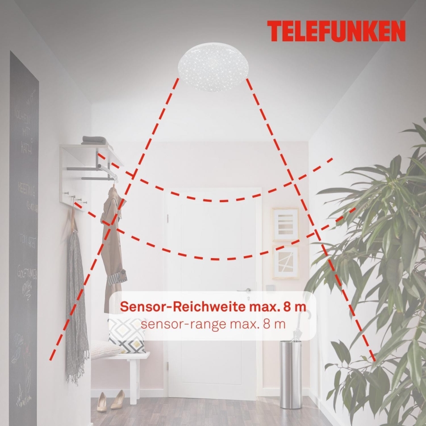 Telefunken 601706TF - Plafón LED con sensor LED/12W/230V diá. 27 cm