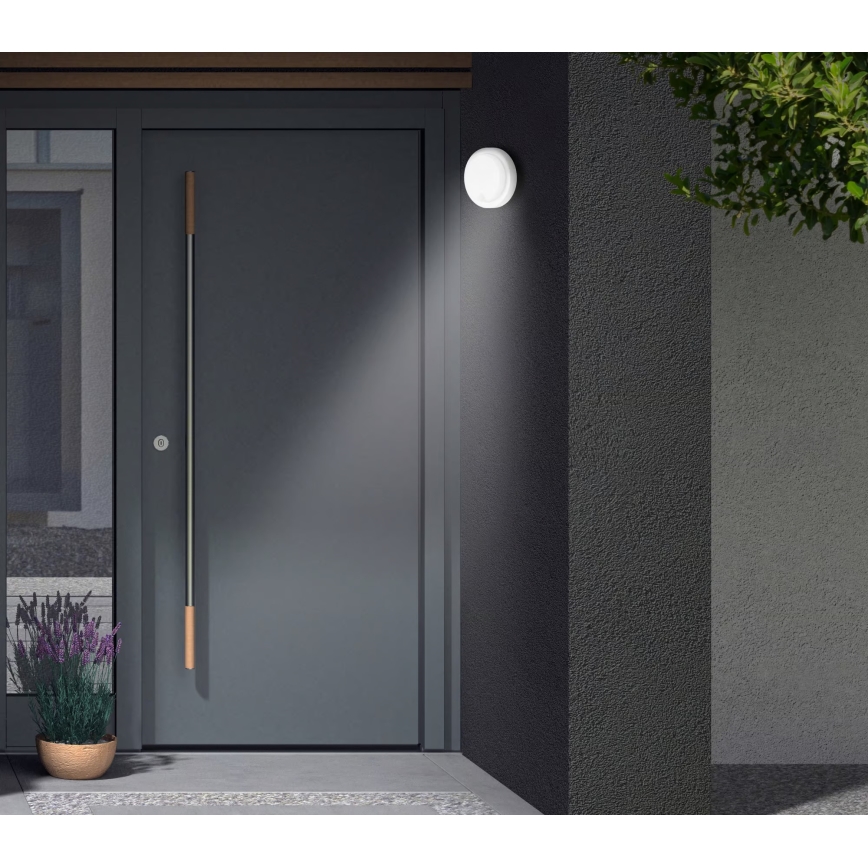 Telefunken - Aplique de pared LED para exterior con sensor crepuscular y detector de movimiento LED/12W/230V IP44 blanco