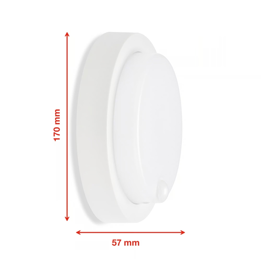 Telefunken - Aplique de pared LED para exterior con sensor crepuscular y detector de movimiento LED/12W/230V IP44 blanco