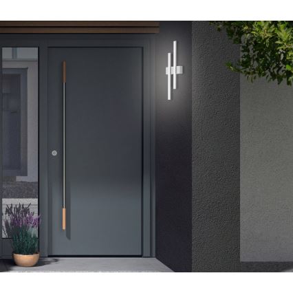 Telefunken - Aplique de pared LED para exterior 2xLED/4W/230V 4000K IP44 color plata