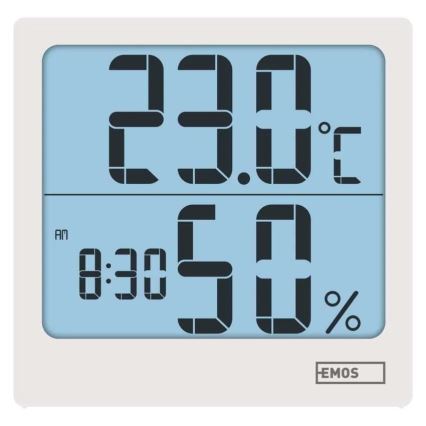 Termómetro digital con higrómetro, 1xAA, blanco
