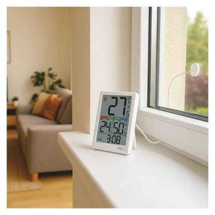 Termómetro digital con higrómetro, 2x AAA, blanco