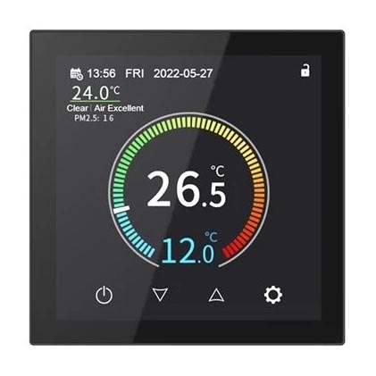 Termostato empotrable para 230 V, negro, con Wi‑Fi Tuya