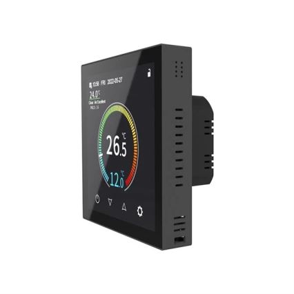 Termostato empotrable para 230 V, negro, con Wi‑Fi Tuya