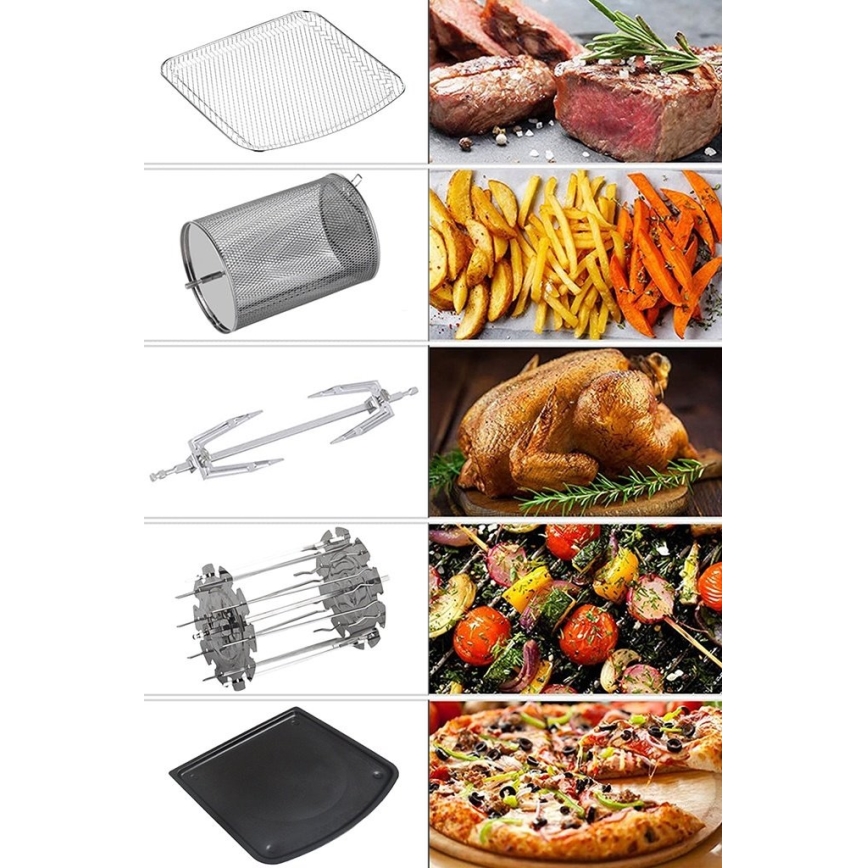 TESLA Electronics AirCook & Grill - Inteligente multifuncional digital hot air fryer 12 l 1800W/230V Wi-Fi