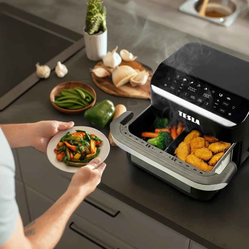 TESLA Electronics AirCook - Freidora de aire digital multifuncional dual 10 l 2400W/230V