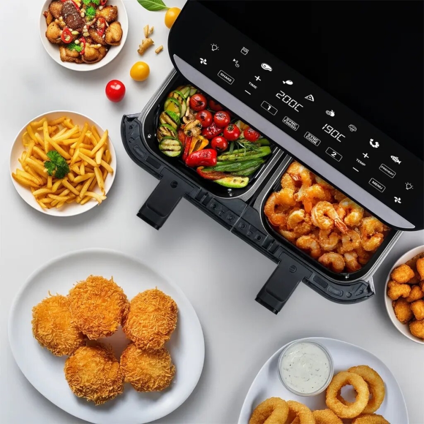 TESLA Electronics AirCook - Freidora de aire digital multifuncional dual 9 l 2400W/230V