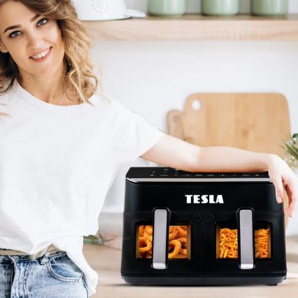 TESLA Electronics AirCook - Freidora de aire digital multifuncional dual 9 l 2400W/230V