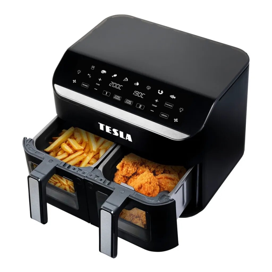 TESLA Electronics AirCook - Freidora de aire digital multifuncional dual 9 l 2400W/230V