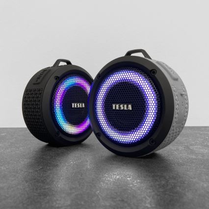TESLA Electronics - LED RGB Altavoz inalámbrico 5W/1200 mAh/3,7V IPX7 gris