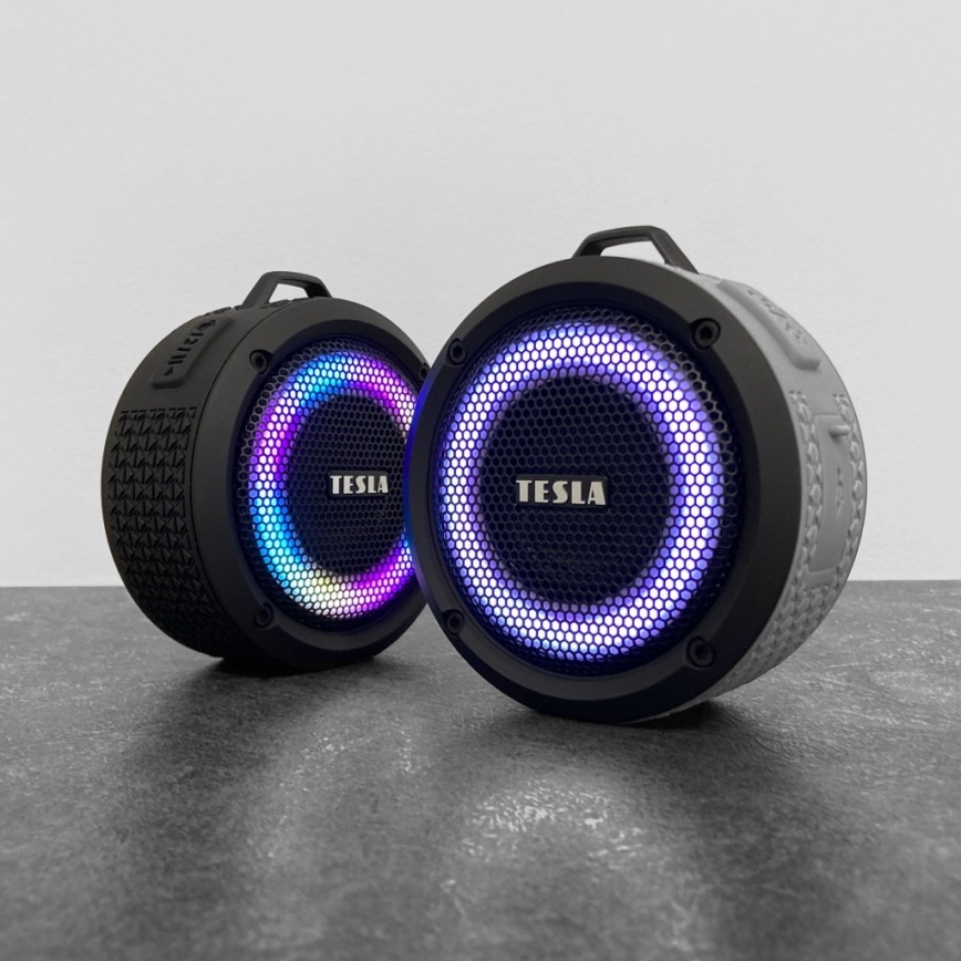 TESLA Electronics - LED RGB Altavoz inalámbrico 5W/1200 mAh/3,7V IPX7 gris