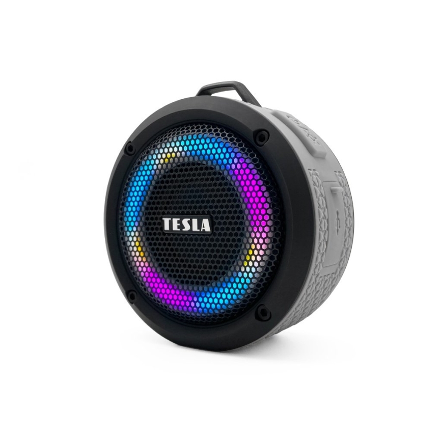 TESLA Electronics - LED RGB Altavoz inalámbrico 5W/1200 mAh/3,7V IPX7 gris